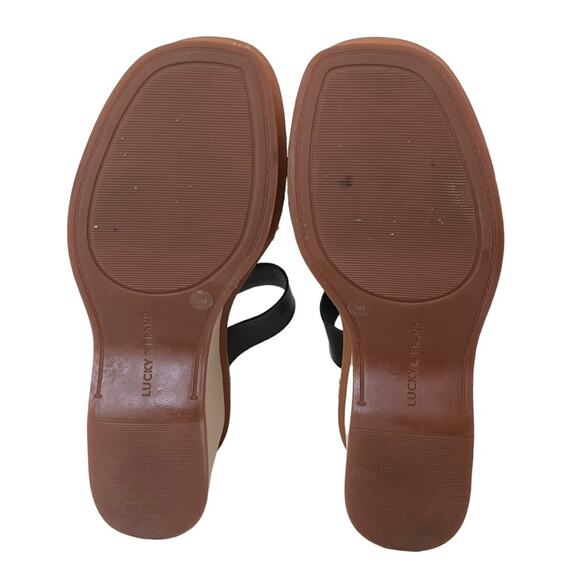LUCKY BRAND Mimya Womens Leather Open Toe Wedge Sandals Women’s 9 Black Platform - Picture 5 of 10